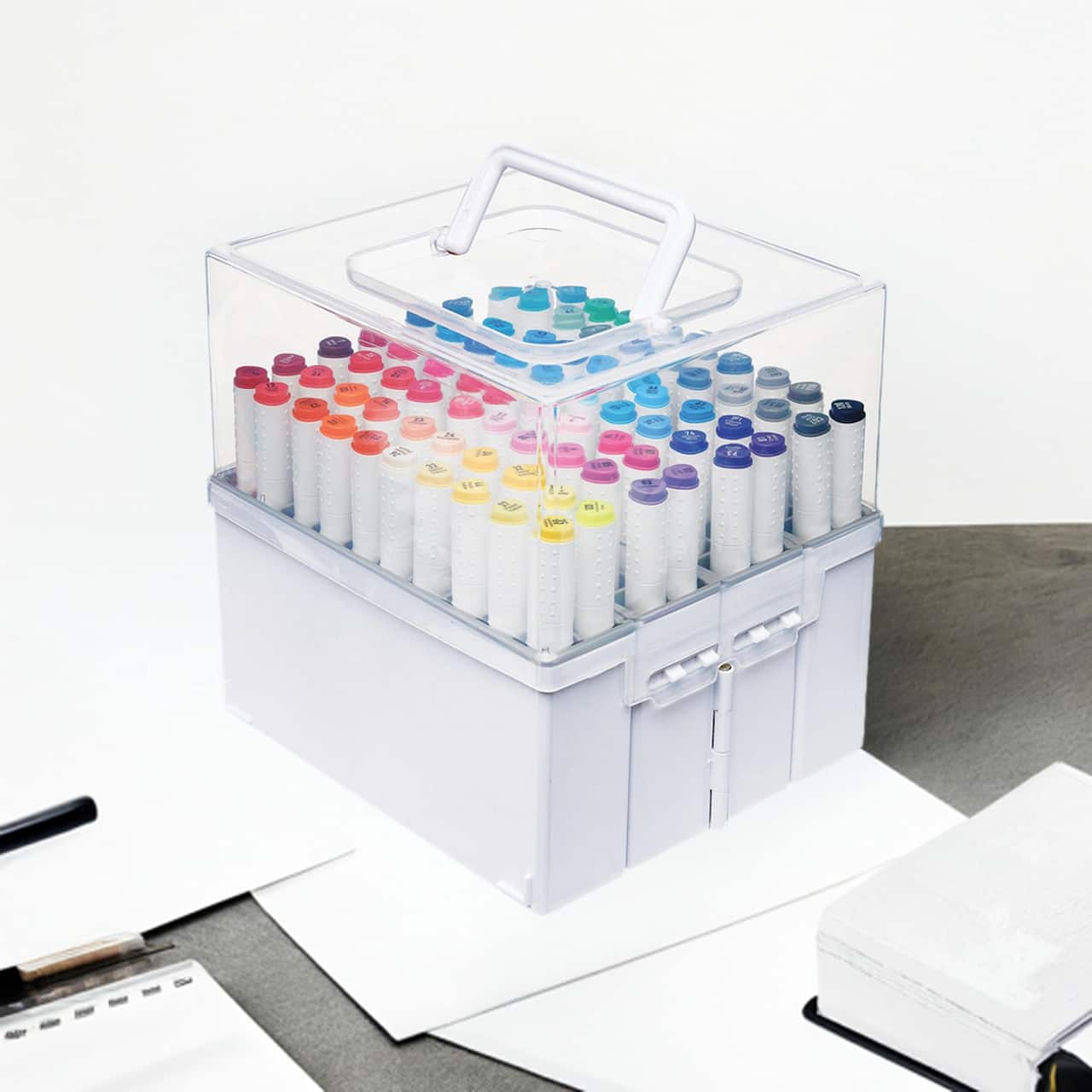 Deflecto® White/Clear Expandable Accordion Marker Organizer